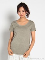 Feather embroidery Tシャツ/モカ