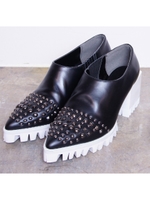 STUDS SHOES(WHITE HEEL)/BLACK