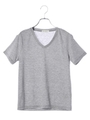 VネックベーシックTシャツ/杢ライトグレー