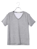 VネックベーシックTシャツ/杢ライトグレー
