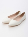 【ストレスフリー】【CAMILLE BIS RANDA】ポインテッドトゥフラットパンプス/WHITE