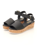 コルクウェッジサンダル/ブラック