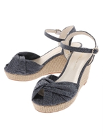 シャンブレーウェッジサンダル/ライトインディゴ