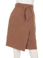 スウェードライクラップ風スカート(キャメル・ピンク)/ピンク