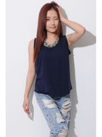 デザインカットタンクTOP/WHITE