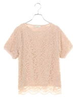 花柄レースカットプルオーバー/ネイビー