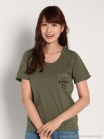 製品染めポイントロゴＴ/ベージュ