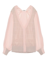 布帛コンビカーディガン/PNK