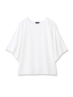 [L]シフォン×ジャージ ドルマンカットソー/ブルー系(094)