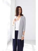 【AZUL by moussy】ロングショールトッパーカット7分ジャケット/O/WHT