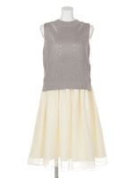 【CHILLE】ニットベスト×ワンピースSET/アイボリー(003)