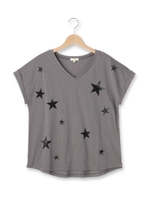 スタープリントTシャツ/ブラック系(016)