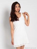 レースノースリーブワンピース/ホワイト