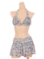 【JILL STUART】段フリルフレアパンツ付ビキニ/BK