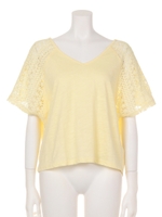 袖レース切り替えドルマンT/YEL