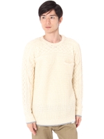 【WEB限定SALE 9/16 18:00?9/26 10:00】【AZUL by moussy】ACバルキーケーブルクルーネック長袖ポケプルオーバー/WHT