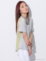 ストライプシフォンTOP/WHITE