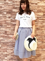 ストライプ柄切替スカート/ネイビー柄