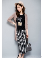 ブロードスティッチロングカーデ/ブラック