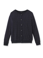 [L]綿シルクストライプカーディガン/ダークグレー(113)