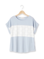 刺しゅうレースカットソー/ライトグリーン(021)