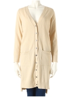 Vラインポケット付ロングカーディガン/ベージュ