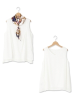 ◆スカーフ付きリバーシブルプルオーバー/オフホワイト(003)