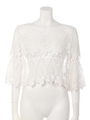 【ANAP】カットワークレース編みCROPPED トップス/WH