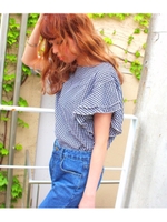 【chille anap】ギンガムチェックフレアトップス/BK