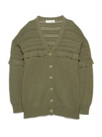 フリンジミドル丈カーディガン/BLK