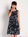 ファイユ水彩花リボンワンピース/オフホワイト