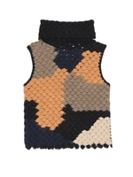 かぎ針カラーブロックトップス/WINE