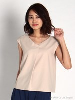 シンプルVネックプルオーバー/ベージュ