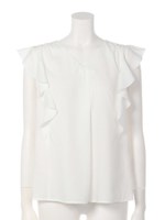 ラッフル袖ゆるブラウス(ブラック・ホワイト)/ブラック