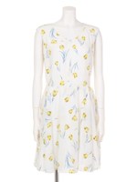 オリジナルチューリップ柄ワンピ/黒