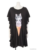 ICE CAT FRILL ONE-PIECE/CHARCOAL