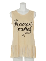 【Aunt Marie's】ロゴプリントフリンジT/BEG