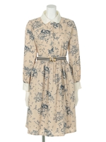 【F i.n.t】フルーツカトラリー柄シャツワンピース/LIGHT BEIGE