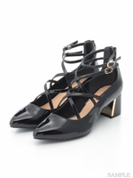 【REZOY】クロスアップパンプス/ブラックエナメル