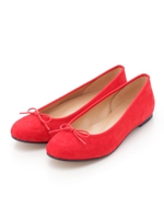 【低反発スポンジ入り】スエードバレエシューズ/レッド