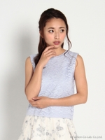 ノースリ刺繍ニット/ブルー