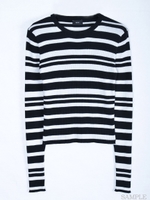 ボーダーニットプルオーバー/ブラック柄