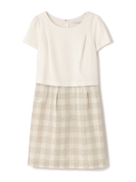 メモリーチェックワンピース/ベージュ(040)