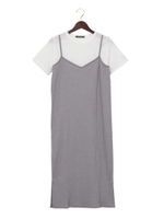 ワイドリブキャミOP+Tシャツ/SET/クロ