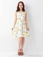 L92花柄F&Fノースリ/OP/オフホワイト