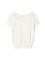 バックシャン半袖Ｖネックニット/ホワイト(031)