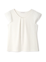 プリーツスリーブカットソー/ホワイト(030)