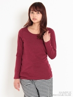 リボン刺しゅうフライスクルーネック/ネイビー