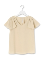 ジョーゼットVフリルブラウス/ライトベージュ(051)