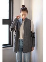 【AZUL by moussy】ネイティブ柄切替ショール長袖ガウン/柄GRY